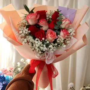 Coral Scarlet Rose Bouquet