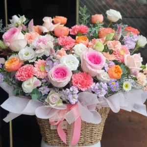 Peach Harmony Floral Basket