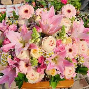 Pink Lily Rose Basket