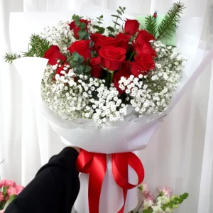 Snow White Red Rose Bouquet